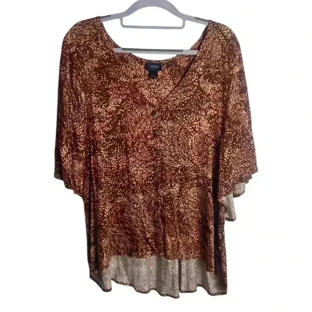Daytrip Brown Patterned Blouse - image 2